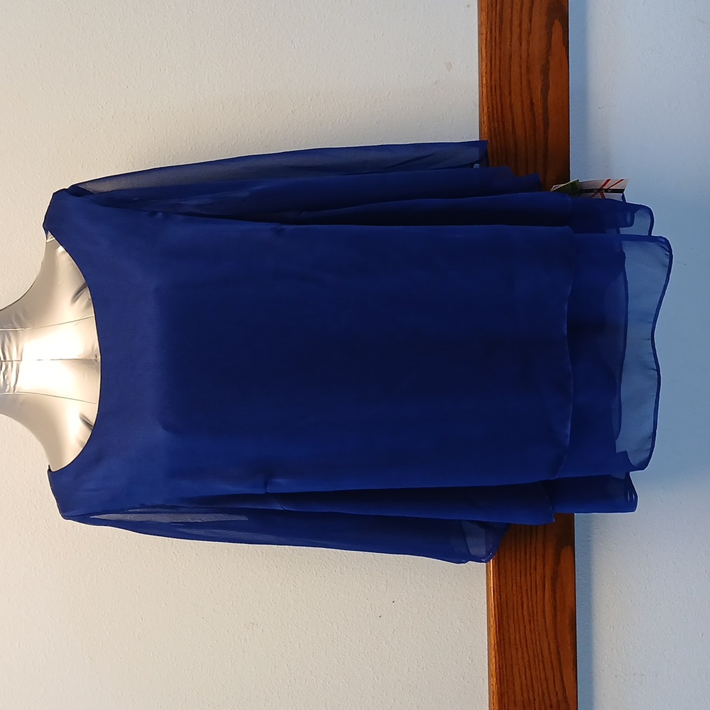 🌸 DANA KAY Asymmetrical Blue 3/4 Sleeve Tunic